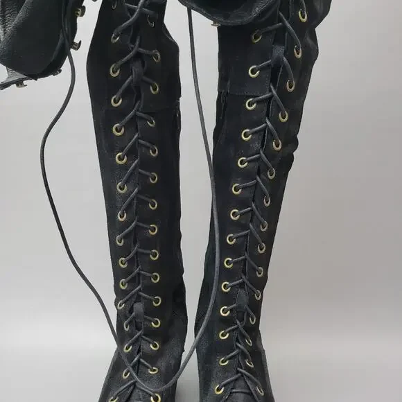 Stylish Black Over the Knee Boots - Picture 10 of 16